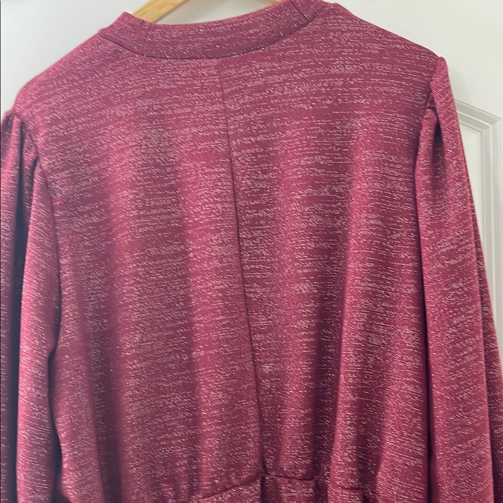 Lane Bryant Red Long Sleeve Tunic with Mandarin Collar - Picture 4 of 15